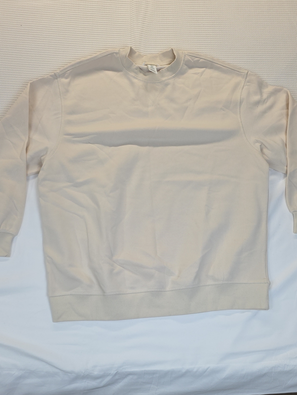 H&M Men's Crewneck Sweatshirt in Cream XS